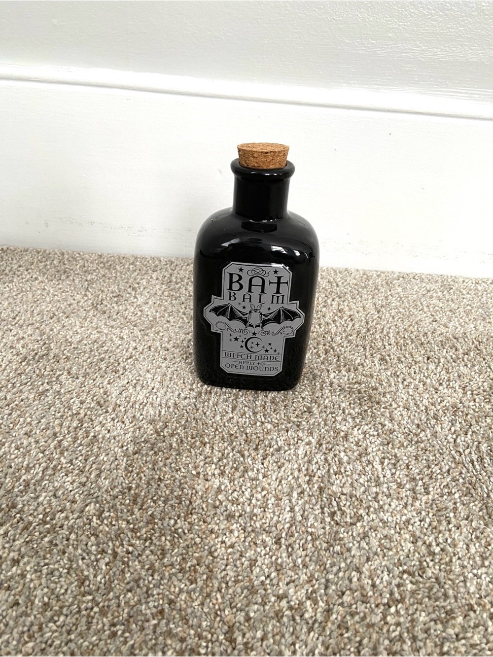 Halloween Apothecary Jar Black Ceramic Bat Balm Potion Bottle Eerie Charm - Picture 7 of 11